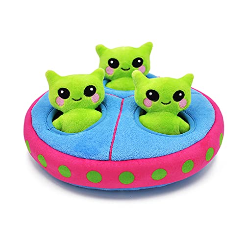 YUDICP Pet – Space Paws UFO |Squeaky Hide and Seek Plush Dog Toys | Cute Interactive Plush Puzzle Toys for Small Medium Dogs