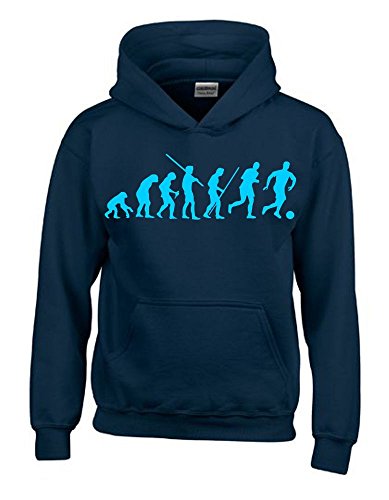 FUSSBALL Evolution Kinder Sweatshirt mit Kapuze HOODIE navy-sky, Gr.140cm
