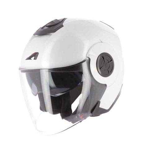Astone Helmets - AVIATOR monocolor- casque jet - casque de moto homme - casque jet homologué - casque jet en fibre de verre - pearl white M