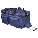 Trendyshop365 XL Reisetasche blau mit 3 Rollen 115 Liter Volumen Trolley