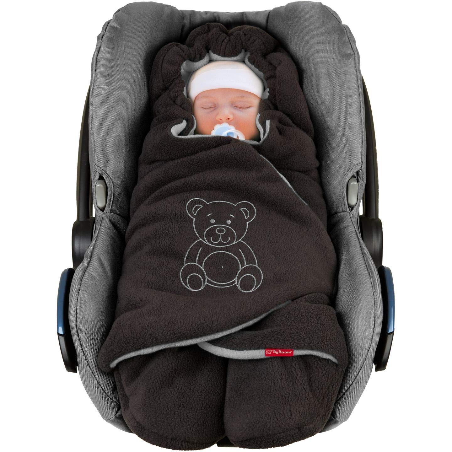 ByBoom Baby Winter-Einschlagdecke "Das Original mit dem Bären", Universal für Babyschale, Autositz, z.B. für Maxi-Cosi, Römer, für Kinderwagen, Buggy oder Babybett