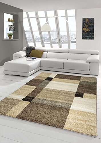 Designer Teppich Moderner Teppich Wohnzimmer Teppich Kurzflor Teppich Barock Design Meliert Braun Beige Mocca Größe 160x230 cm