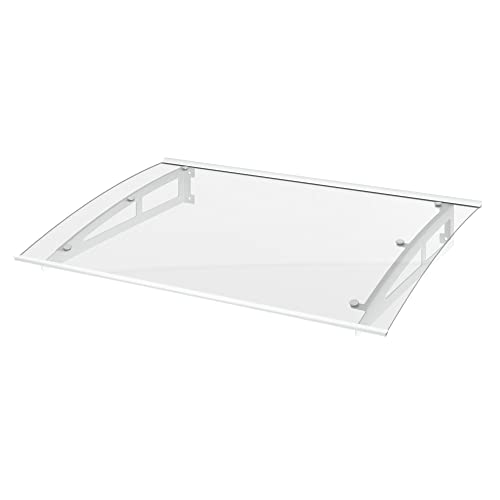 ARTENS - Türüberdachung - NEVA - Transparentes Polycarbonat - Weißes Aluminium - B.150 x H.16,5 x T.90 cm - Vordach - Türdach