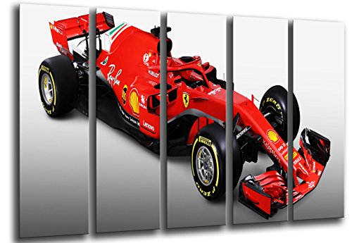 Bild auf Holz, Auto Formula 1, Ferrari F1 SF71-H, Ferrari F1 2018, Sebastian Vettel, Kimi Raikkonen, 165 x 62 cm, Druck in Fotoqualität Ref. 27114