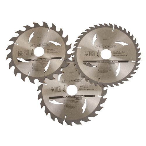 Silverline 590591 Hartmetall-Kreissägeblätter mit 20, 24 und 40 Zähnen, 3er-Pckg. 190 x 30, Reduzierstücke: 24 u. 20 mm