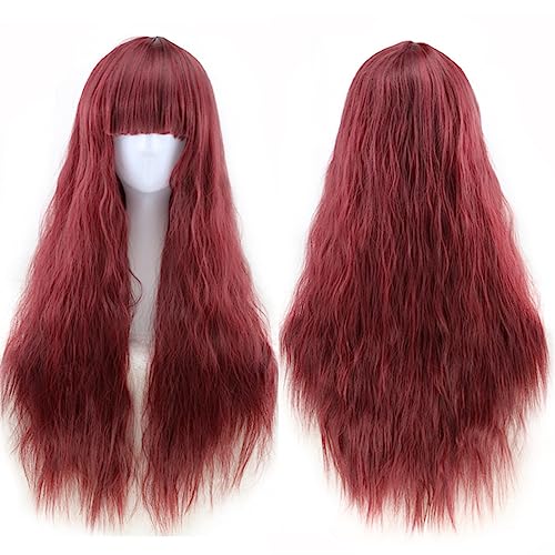 Damenperücken, langes Haar, lockiges Haar, Hochtemperatur-Seidenfarbe, Maisdauerwelle, Qi Liu Modedekoration (Color : 2, Size : 1)