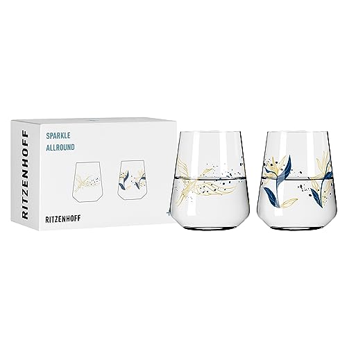 Ritzenhoff 3981001 Universalglas 2er-Set 500 ml - Sparkle Allround Nr. 1, Motiv mit irisierendem Effekt - Made in Germany