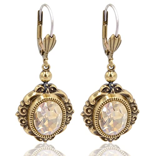 Vintage Ohrringe mit Kristallen von Swarovski® Gold NOBEL SCHMUCK