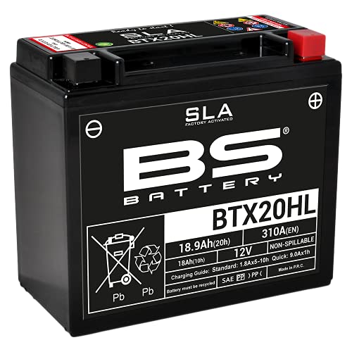 BS Battery 300768 BTX20HL AGM SLA Motorrad Batterie, Schwarz