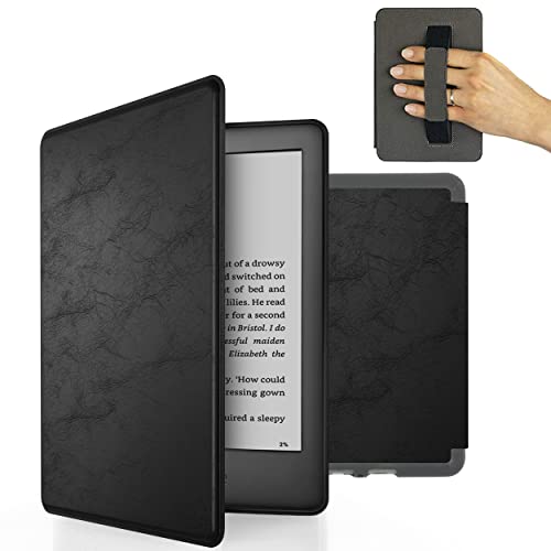 MyGadget Kunstleder Hülle für Amazon Kindle Paperwhite 10.Generation (Modell 2019 - J9G29R - 6 Zoll) mit Handschlaufe & Auto Sleep/Wake Funktion in Schwarz