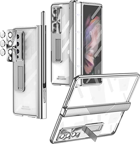 Für Samsung Galaxy Z Fold 4 5G Gehäuse mit magnetischem Scharnierschutz und Bildschirmschutz, Z -Fold 4 Gehäuse S Stifthalter Transparent Plattierpc, Magnetglas 360 ° Vollbedeckung