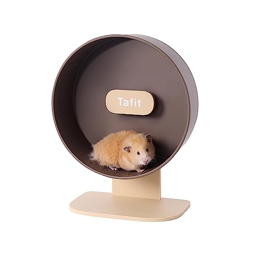 Tafit Hamster-Trainingsrad, superleise, 25.7 cm, Laufräder, leiser Spinner mit höhenverstellbarem Ständer, Haustierspielzeug für Zwerge, syrische Hamster, Mäuse oder andere Kleintiere, Braun