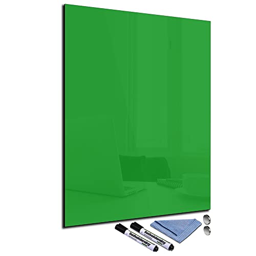 Glas-Magnettafel Grün 60x80 Pinnwand Wand mit Zubehör Whiteboard Küche Office Büro Deko