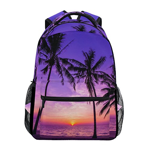 TropicalLife Rucksack mit Hawaii-Palme und Ozean-Motiv, Büchertasche, Schulter-Rucksack, Wandern, Reisen, Tagesrucksack, Freizeit-Taschen