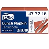 Tork 477216 Lunchservietten Terracotta / 2-lagige Servietten für kleine Gerichte oder Snacks / Advanced Qualität / 10 x 200 (2000) Papierservietten / 32,6 x 33 cm (B x L) / 1/4-Falz