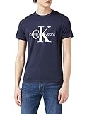 Calvin Klein Jeans Herren T-Shirt Kurzarm Core Monologo Slim Fit , Blau (Night Sky), M