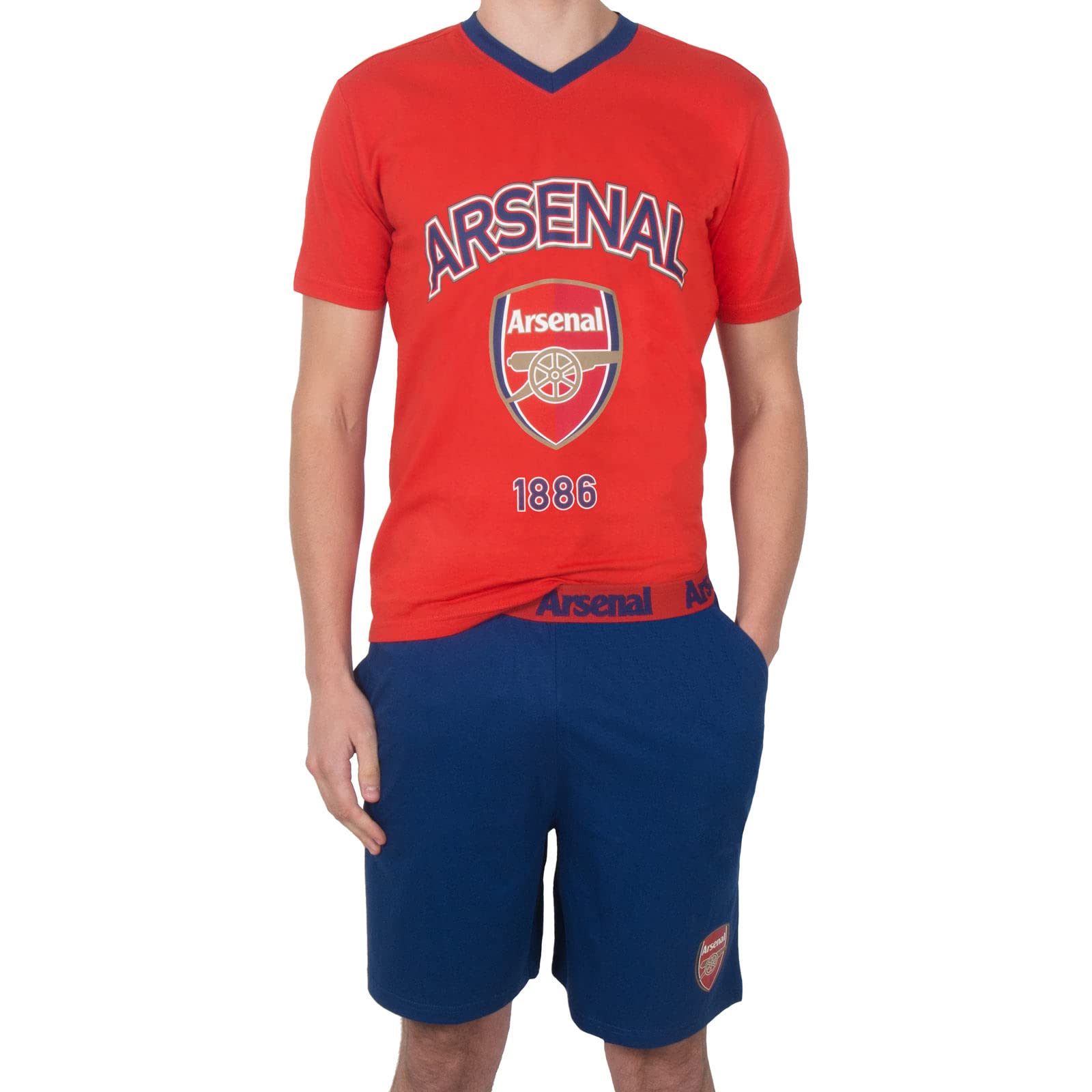 Arsenal FC - Herren Schlafanzug-Shorty - Offizielles Merchandise - Rot mit Wappen - L