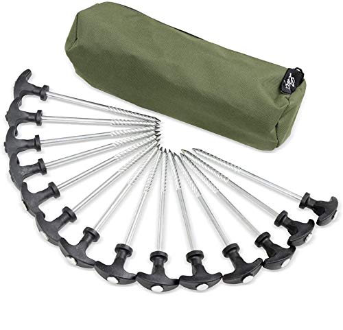 Lucx® Heringe-Set 14-TLG + Tasche für Bivvy Erdnägel Zeltnägel T-Pegs für Angelzelte Kaprfenzelte