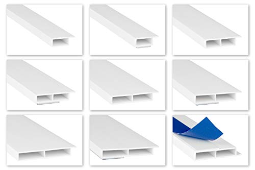 HEXIM Fenster/PVC Deckleisten 7mm - Hohlkammerprofile, wahlweise mit Schaumklebeband (selbstklebend) und Überstand für Wandabschluss (Fahne) - 2 Meter je Leiste (100x7mm, HJ 226-SKS)