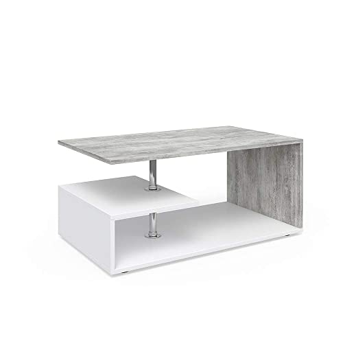 Vicco Coffee Table Guillermo Living Room Table White Concrete 91x52 Couch Table Side Table