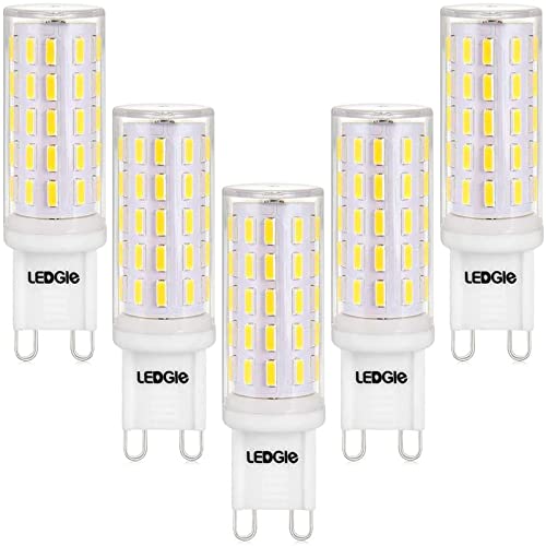 LEDGLE G9 LED Lampen Kein Flimmern, Nicht Dimmbar, 6W ersetzt 60W Halogenlampen, 420LM, Kaltweiß 6000K,5er Pack