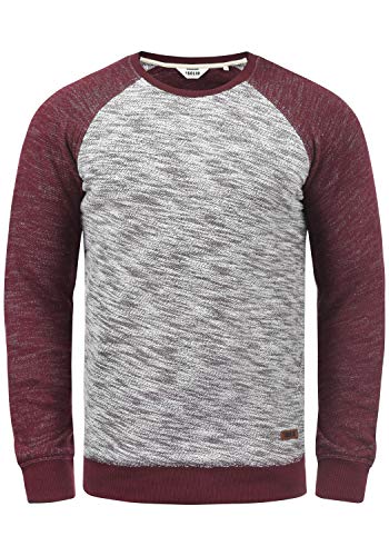 !Solid Flocker Herren Sweatshirt Pullover Flocksweat Pulli mit Rundhalsausschnitt, Größe:L, Farbe:Wine Red (0985)
