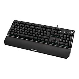 QPAD MK-40 Pro Gaming Membranical Keyboard, Halbmechanische Tastatur, Deutsches QWERTZ DE Layout, Metall Oberfläche, Beleuchtung, Schwarz