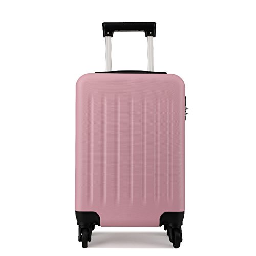Kono Reisekoffer Hartschale 48 cm 26 litres Handgepäck mit 4 Rädern Leicht ABS Trolley 2,1 KG Pink