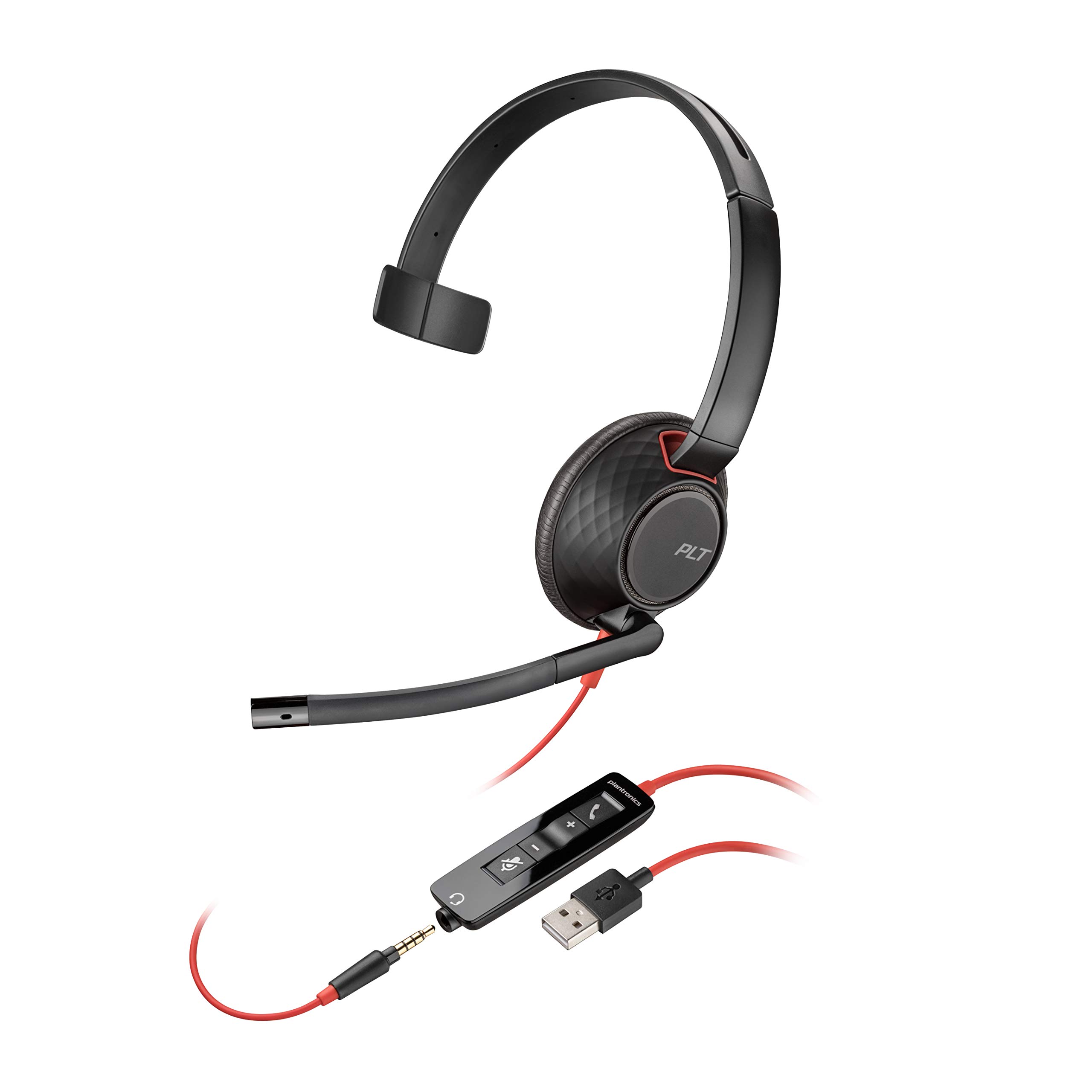 Plantronics Blackwire 5210, USB-A, one-Ear Headset with Clip, Schwarz, one Size