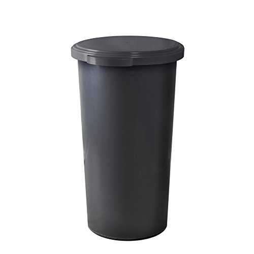 KUEFA 60L Müllsackständer mit flachem Deckel - Gelber Sack Mülleimer (Grau)