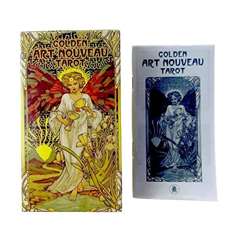 Goldene Jugendstil Tarot-Deck 78 Karten mit Guidebook-Karten Okkulte Wahrsagerei Buchsets für Anfänger Klassische Jugendstil Stil Goldenen Jugendstil Tarot