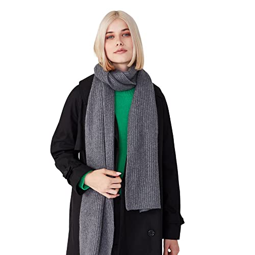 Style & Republic Damen Schal aus 100% Kaschmir | edler Damen-Schal aus feinstem Cashmere | Größe 196 x 28 cm (Grau Melange)