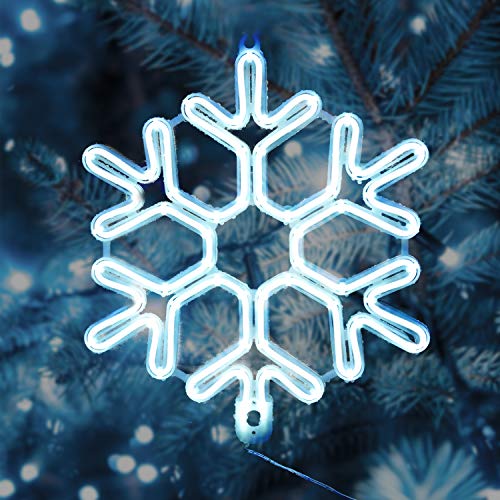 SALCAR 40cm Schneeflocken Deko Weihnachten, LED Schneeflocke Beleuchtet Fenster Tür, Weihnachtsdeko Innen Aussen Neonlicht XXL, Kaltweiß
