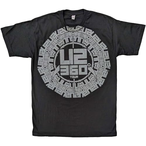 U2 Herren 360 Grad Tour Logo (Ex-Tour) (Medium) Slim Fit T-Shirt Schwarz, Schwarz, M