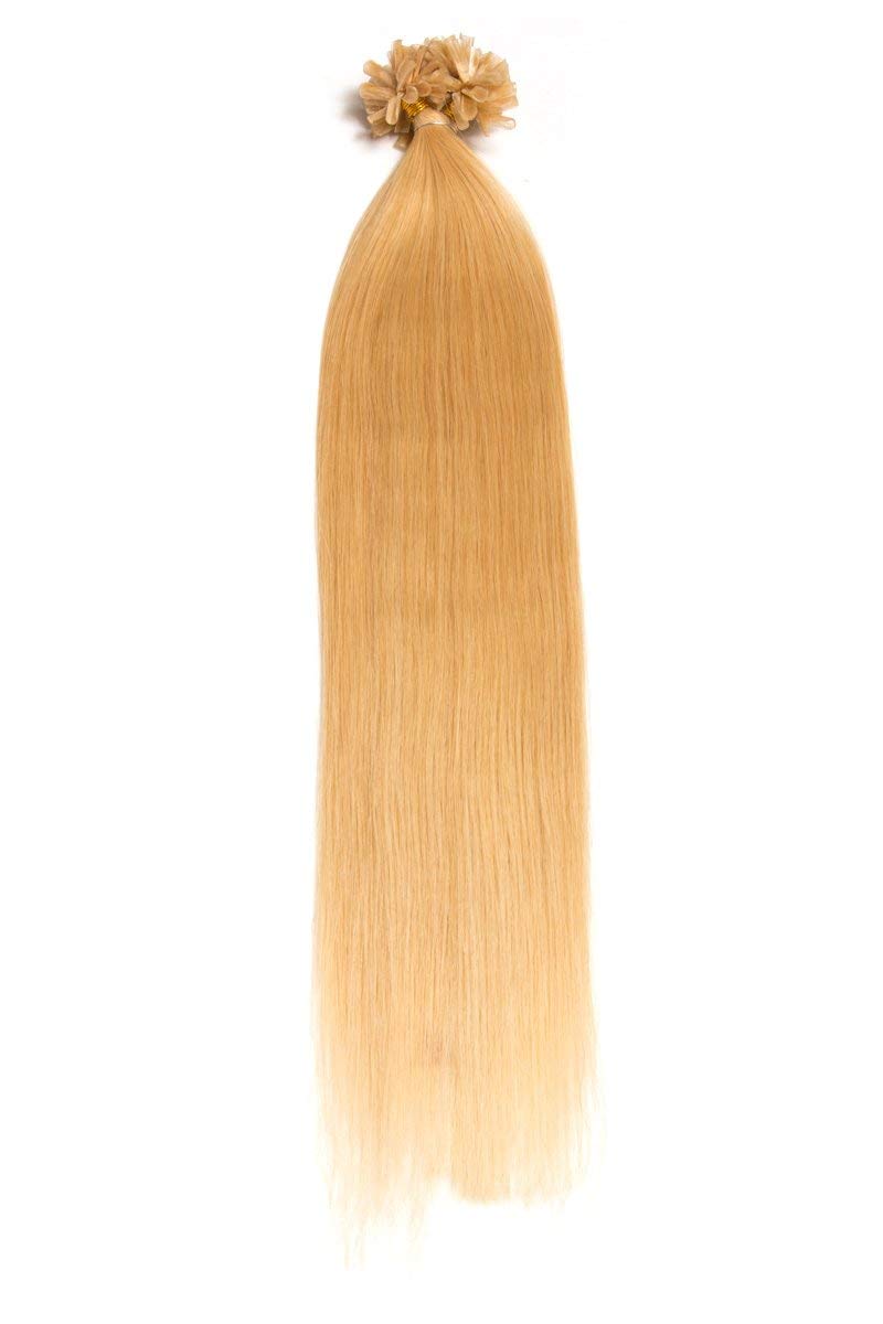 Mittelblonde Keratin Bonding Extensions aus 100% Remy Echthaar/Human Hair- 150x 1g 50cm Glatte Strähnen - Haare Keratin Bondings U-Tip als Haarverlängerung und Haarverdichtung: Farbe #22 Mittelblond
