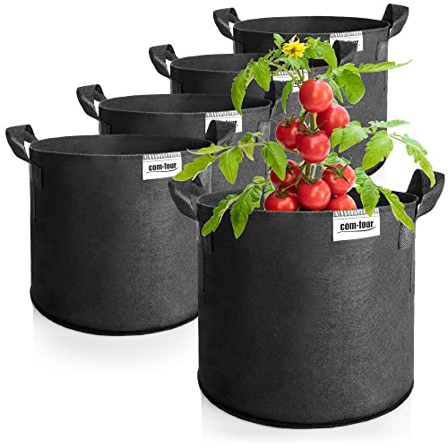 COM-FOUR® 5X Pflanzsack je 30 L für Kartoffeln - Tomaten-Kübel mit Griffen - Pflanztasche - Pflanztopf Tomaten - Pflanzenschutzsack (30 L - 5 Stück)