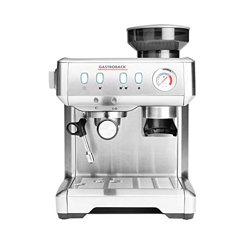 Gastroback 42619 Design Espresso Advanced Barista, programmierbare Siebträger-Espressomaschine mit Kegelmahlwerk und professioneller italenischer ULKA Espressopumpe (15 bar), edelstahl farben
