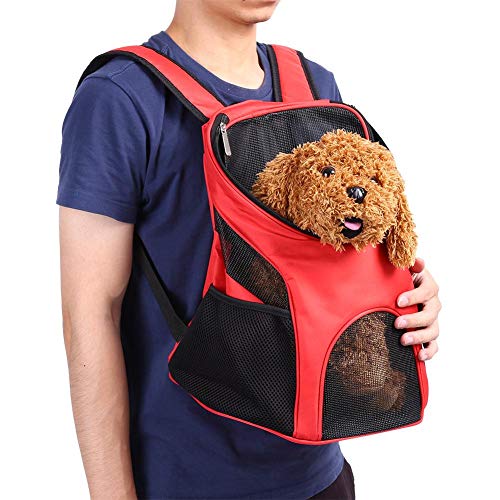 Smandy Haustier Rucksack Verstellbare Haustiertasche Out Hunde Rucksäcke Faltbarer Haustiertragetasche mit Belüftet Mesh für Hunde und Katzen, 25 x 30 x 35cm(Rot)