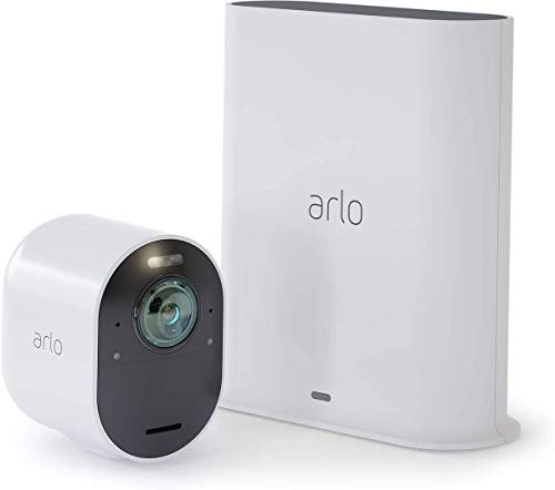 Arlo Ultra Smart Home 1 kabellose 4K-HDR Überwachungskamera & Alarmanlage, Indoor/Outdoor, Farbnachtsicht, 180 Grad Blickwinkel, WLAN, 2-Wege Audio, Spotlight, Bewegungsmelder, (VMS5140) - Weiß