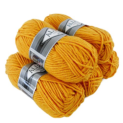 500g Strickgarn Strickwolle Alize Superlana Maxi 25% Wolle, Farbwahl, Farbe:488 sonnengelb