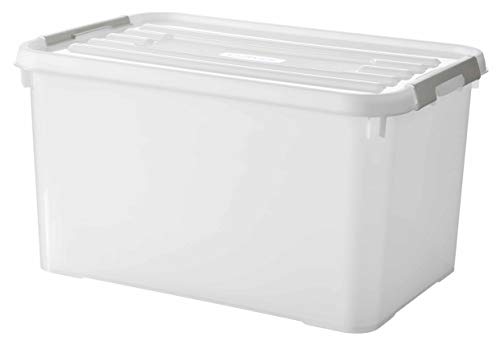 CURVER Box Handy Plus, 65 l, Clips, Weiß – 100% recycelbar, Kunststoff