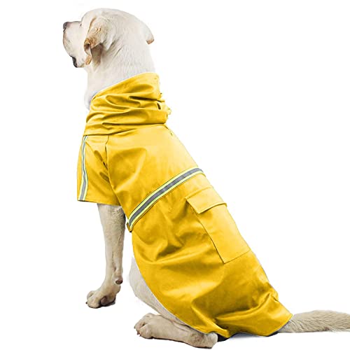 Hunde-Regenmantel mit Kapuze, reflektierende sichere Streifen, wasserdichter Mantel mit Geschirrloch, reflektierender Streifen, leichte Outdoor-Kleidung oder mittelgroßer Hund