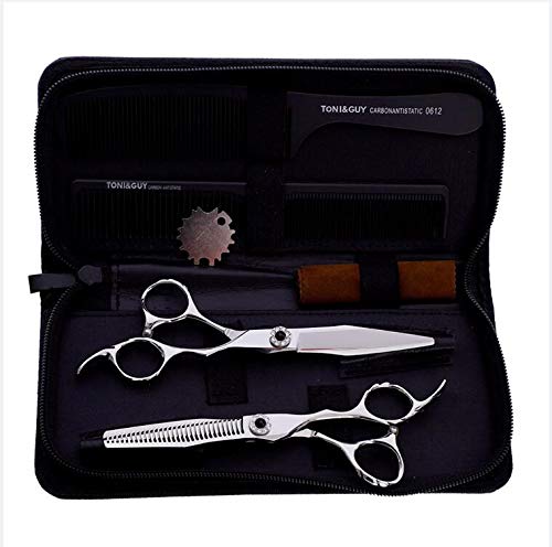 Haarausschnitt Schere Haar Scissor Set Japan Steel 440C Haar-Ausschnitt-Effilierschere Friseur/Salon Styling-Tool für Frauen Männer,Silber,6 INCH