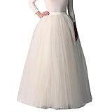 Xmiral Damen Tutu Rock Knöchel-Länge Tüllröcke Einfarbig Unterrock 1950er Hohe Taille Petticoat(Weiß,One Size)
