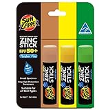 Sun Zapper Zinc Stick Zinkstäbchen Sonnencreme - Hautton, Grün & Gold - SPF50 + - Sehr hoher Sonnenschutz