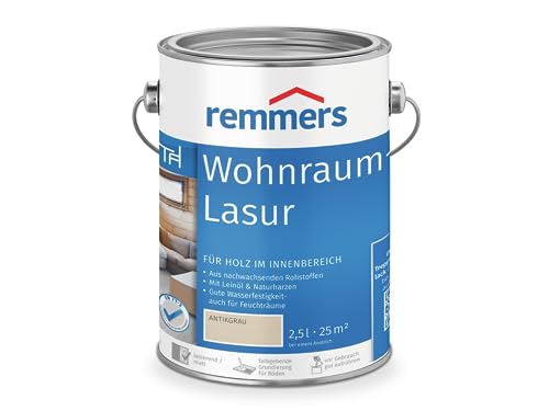 Spar-Set 2x Remmers Aidol Wohnraum-Lasur antikgrau 2,5 l