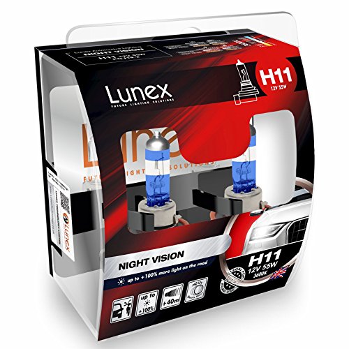 LUNEX H11 NIGHT VISION 711 Scheinwerfer Halogenbirnen Lampen + 100% mehr Licht 12V 55W PGJ19-2 3600K duobox (2 Stücke)