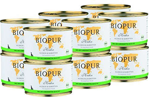 BIOPUR Bio Huhn, Nudeln & Karotten für Hunde 12x400g