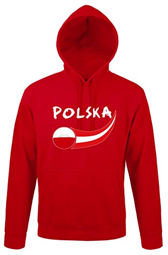Supportershop Sweatshirt Kapuze Polen Herren, Rot, FR: S (Größe Hersteller: S)