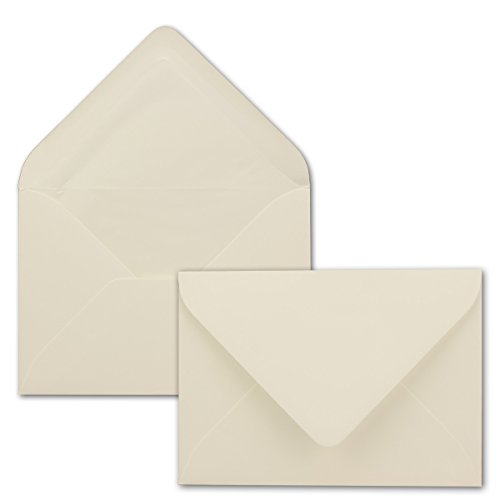 Briefumschläge in Naturweiss mit weißem Innenfutter - 150 Stück - Farbige Kuverts in DIN B6 Format - 12,5 x 17,6 cm - Seidenfutter - Nassklebung